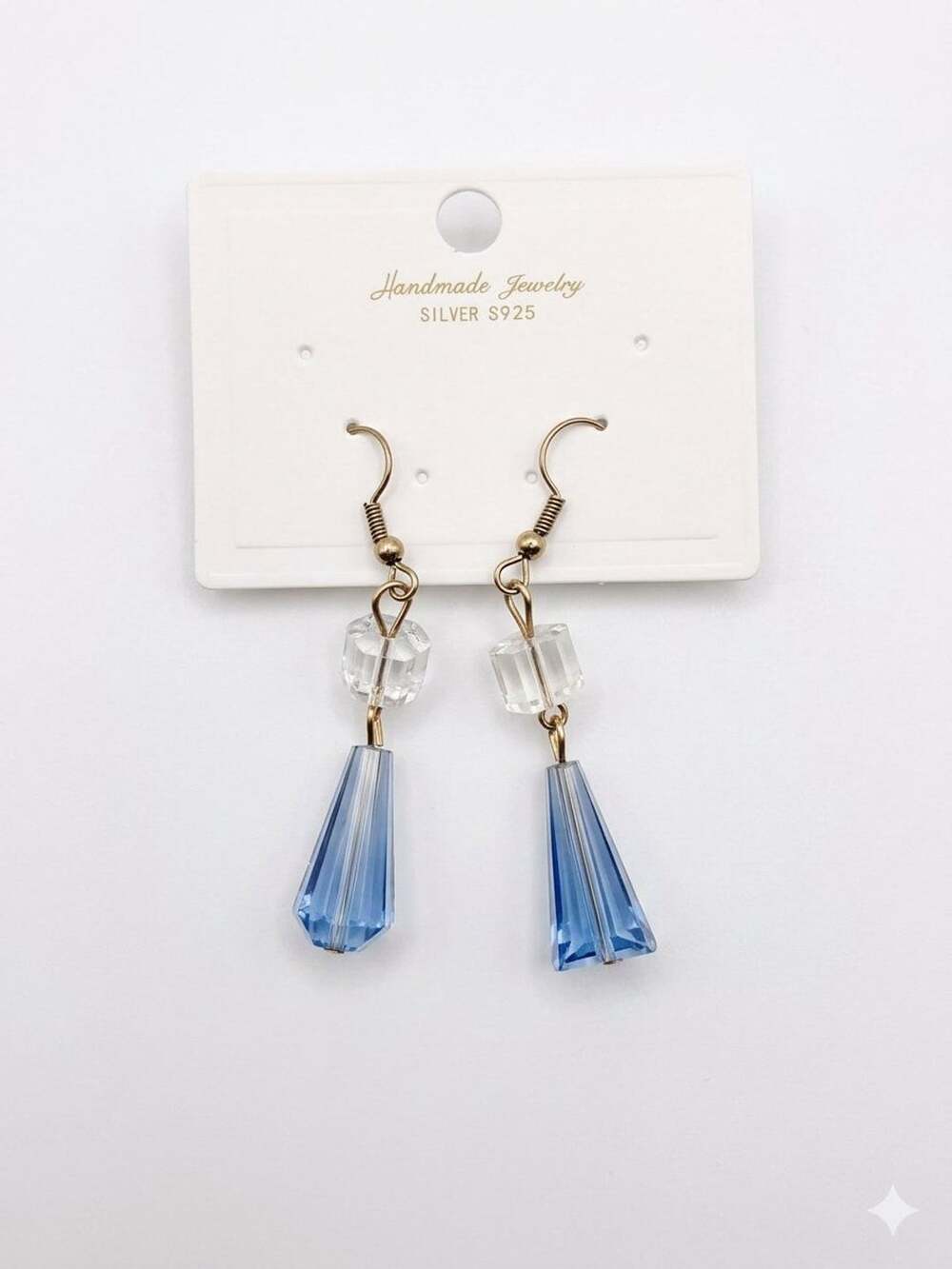 Handmade Jewelry S925 Blue Crystal Drop Earrings